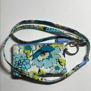 Vera Bradley Floral Lanyard Blue and Green